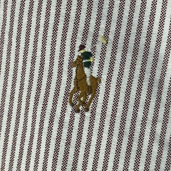 Ralph Lauren Color Pony Custom Fit Red Striped Cotton Shirt Size XL Long Sleeve - Picture 3 of 8